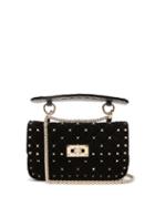 Matchesfashion.com Valentino - Rockstud Spike Small Quilted Velvet Shoulder Bag - Womens - Black