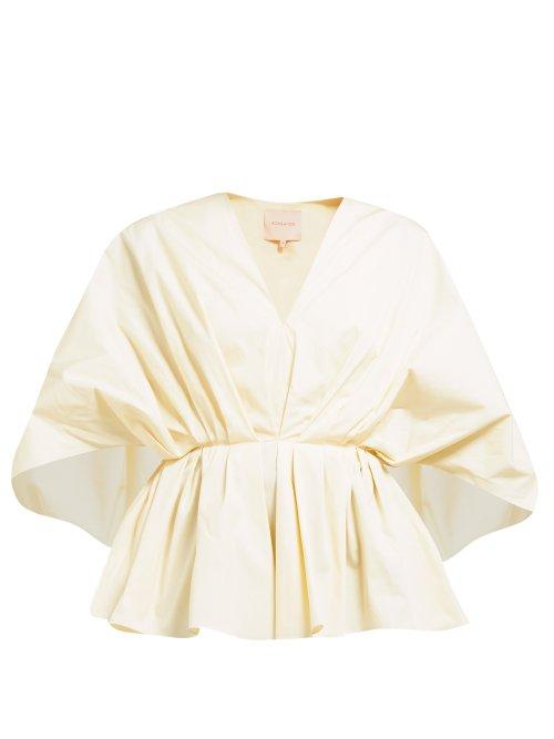 Matchesfashion.com Roksanda - Aniya Cape Panel Cotton Top - Womens - Beige