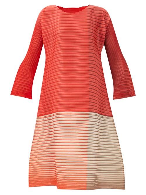 Pleats Please Issey Miyake - Technical-pleated Trapeze Dress - Womens - Red Multi