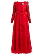 Matchesfashion.com Valentino - Chantilly Lace Trimmed Silk Organza Gown - Womens - Red