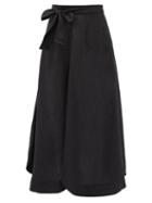 Matchesfashion.com Zimmermann - Belted Scalloped-hem Canvas Midi Skirt - Womens - Black
