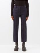 Joseph - Coleman Brushed Wool-blend Cropped Trousers - Womens - Navy