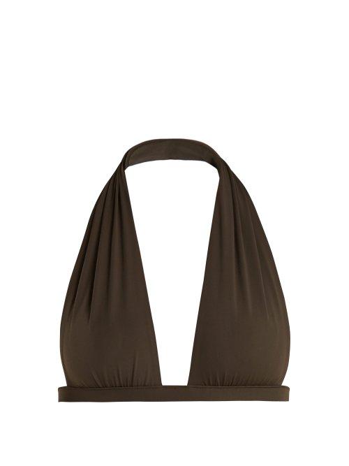 Matchesfashion.com Dos Gardenias - Triumph Halterneck Bikini Top - Womens - Dark Khaki