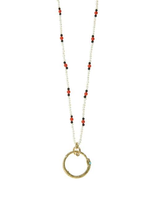 Matchesfashion.com Gucci - Ouroboros Turquoise, Pearl & 18kt Gold Necklace - Womens - Gold