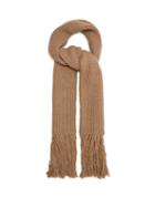 Matchesfashion.com Joseph - Fringed Ribbed Wool Blend Scarf - Womens - Camel