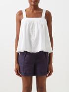 Loup Charmant - Elia Swiss-dot Organic-cotton Voile Trapeze Top - Womens - White