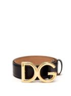 Matchesfashion.com Dolce & Gabbana - Dg Buckle Leather Belt - Womens - Black