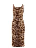 Matchesfashion.com Dolce & Gabbana - Leopard Print Silk Blend Crepe Midi Dress - Womens - Leopard