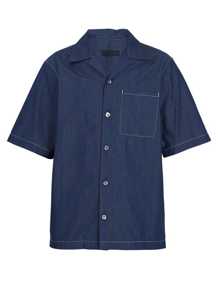 Prada Point-collar Cotton-chambray Bowling Shirt