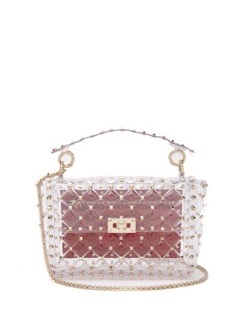 Matchesfashion.com Valentino - Rockstud Quilted Pvc Shoulder Bag - Womens - Clear