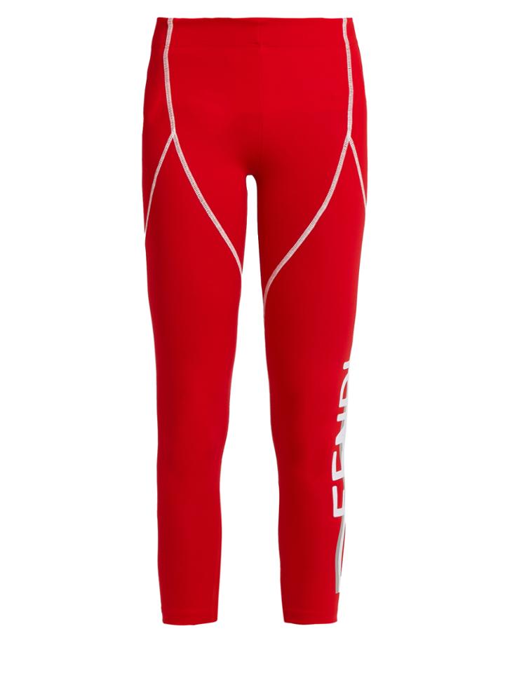 Fendi Logo-print Cropped Performance Leggings