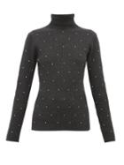 Matchesfashion.com Marc Jacobs - Crystal Embellished Wool Blend Sweater - Womens - Grey