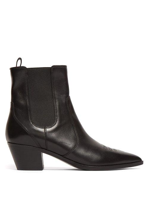 Matchesfashion.com Gianvito Rossi - Western Leather Ankle Boots - Womens - Black