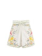 Matchesfashion.com Zimmermann - Carnaby Floral-embroidered Linen-blend Shorts - Womens - White Multi