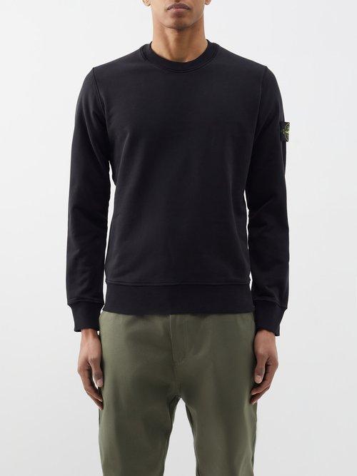 Stone Island - Fleeceback Cotton-jersey Sweatshirt - Mens - Black