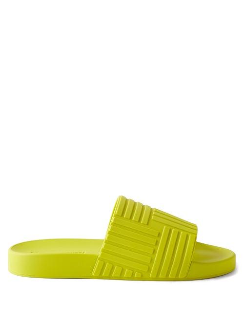 Bottega Veneta - Intrecciato-embossed Rubber Slides - Womens - Green