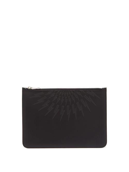 Matchesfashion.com Neil Barrett - Lightning Bolt Small Leather Pouch - Mens - Black Multi