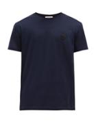 Matchesfashion.com Alexander Mcqueen - Skull Appliqu Cotton T Shirt - Mens - Navy