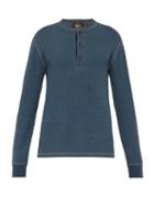 Matchesfashion.com Rrl - Long Sleeved Thermal Cotton Knit Henley Shirt - Mens - Indigo