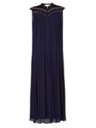 Matchesfashion.com Chlo - Embellished Bodice Silk Crepon Gown - Womens - Navy