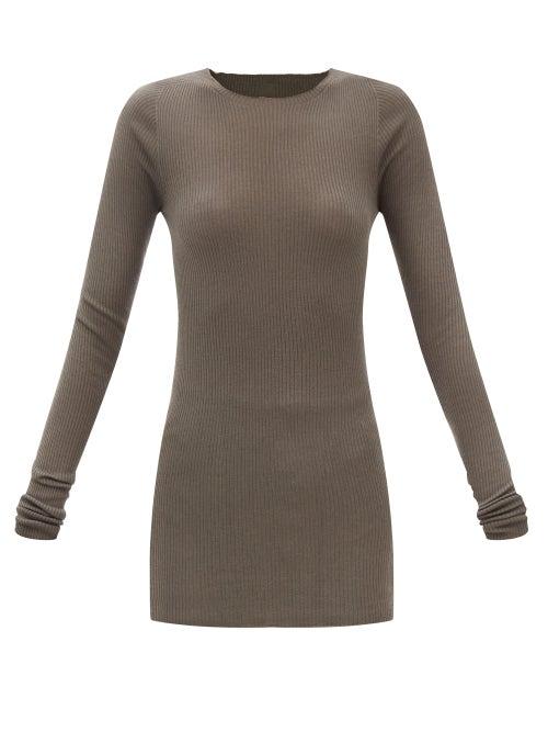 Rick Owens - Longline Ribbed-wool Sweater - Womens - Grey