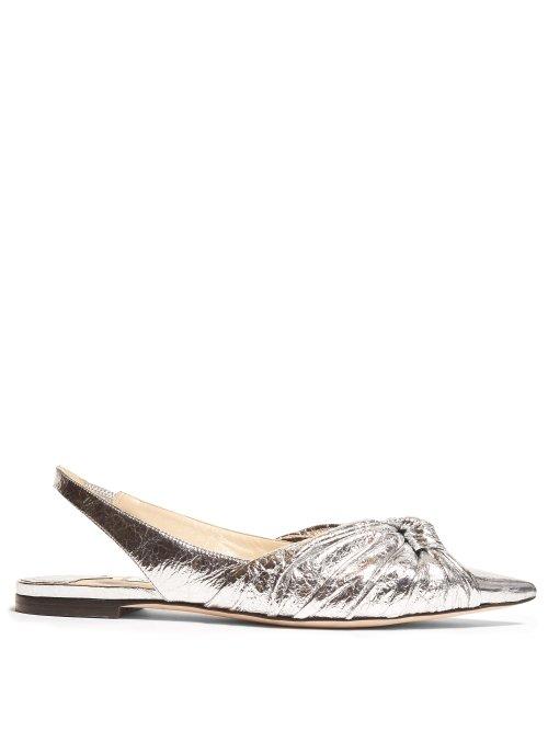 Matchesfashion.com Jimmy Choo - Annabelle Metallic Leather Slingback Pumps - Womens - Silver