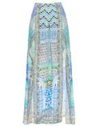 Camilla Sultans Gate-print Hem-slit Silk Trousers