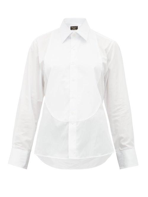 Matchesfashion.com Emma Willis - Floral Jacquard Bib Cotton Poplin Shirt - Womens - White