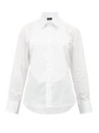 Matchesfashion.com Emma Willis - Floral Jacquard Bib Cotton Poplin Shirt - Womens - White