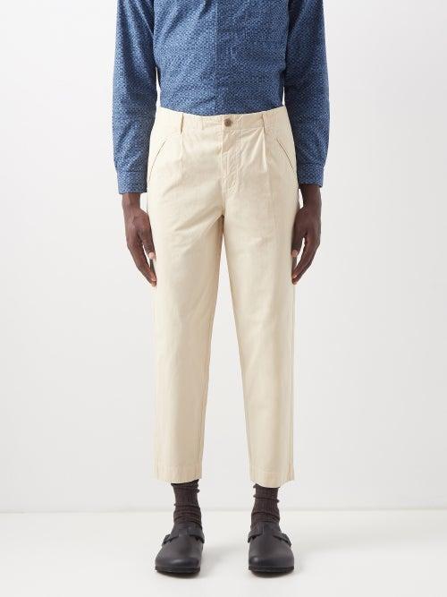 Folk - Assembly Cropped Cotton-canvas Trousers - Mens - Cream