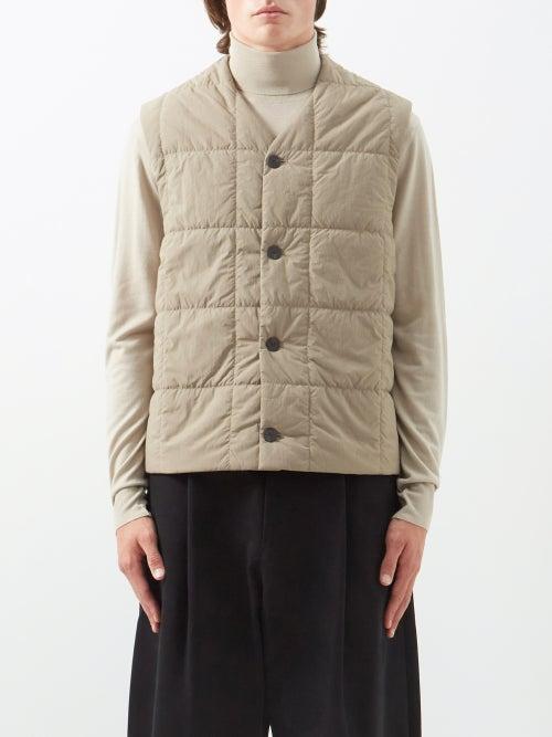 Studio Nicholson - V-neck Padded-shell Gilet - Mens - Brown