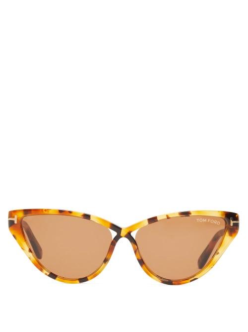 Matchesfashion.com Tom Ford Eyewear - Charlie T Monogram Cat Eye Acetate Sunglasses - Womens - Tortoiseshell