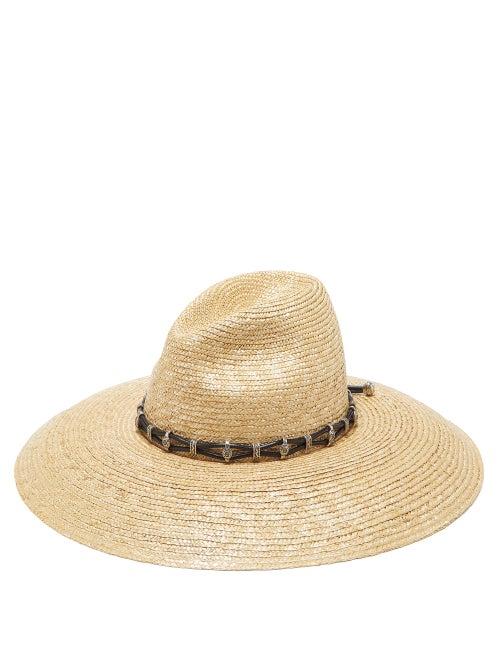 Matchesfashion.com Saint Laurent - Leather-trim Straw Hat - Mens - Beige