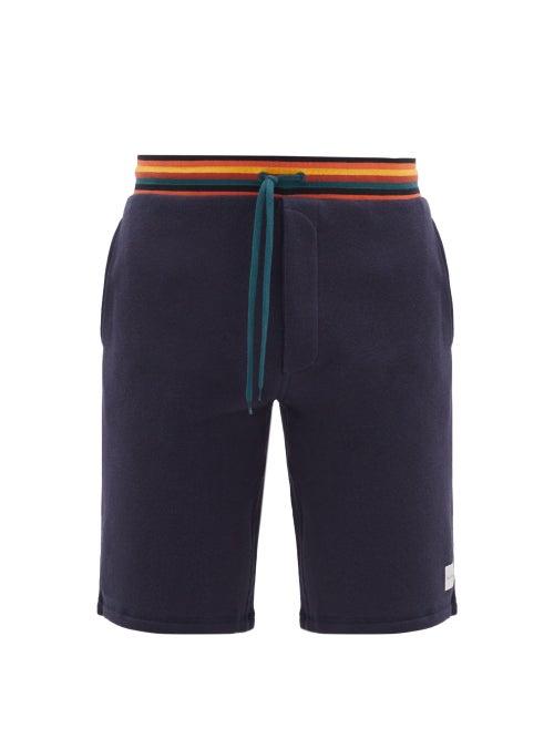 Matchesfashion.com Paul Smith - Striped-waistband Cotton Pyjama Shorts - Mens - Navy