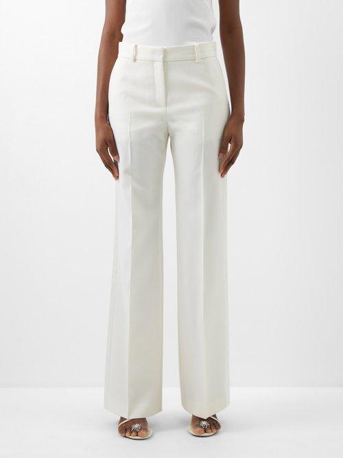Bella Freud - High-waisted Wool Tuxedo Trousers - Womens - Ivory