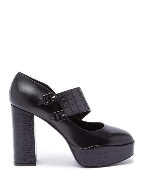 Matchesfashion.com Fabrizio Viti - Bascal Leather Mary Jane Platform Pumps - Womens - Black