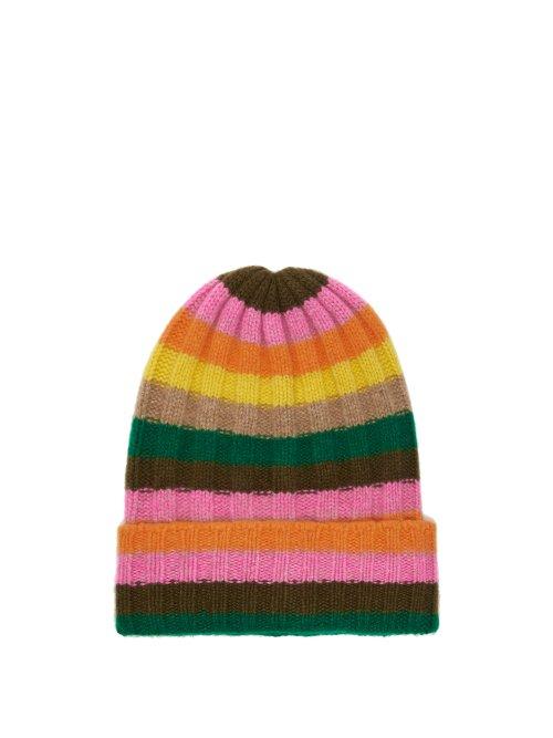 Matchesfashion.com The Elder Statesman - Bunny Echo Striped Cashmere Hat - Womens - Multi