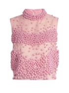 Roksanda Silk-organza Pompom-appliqu Top