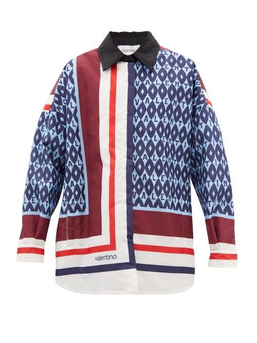 Valentino - Archival Scarf-print Canvas Jacket - Womens - Blue Multi