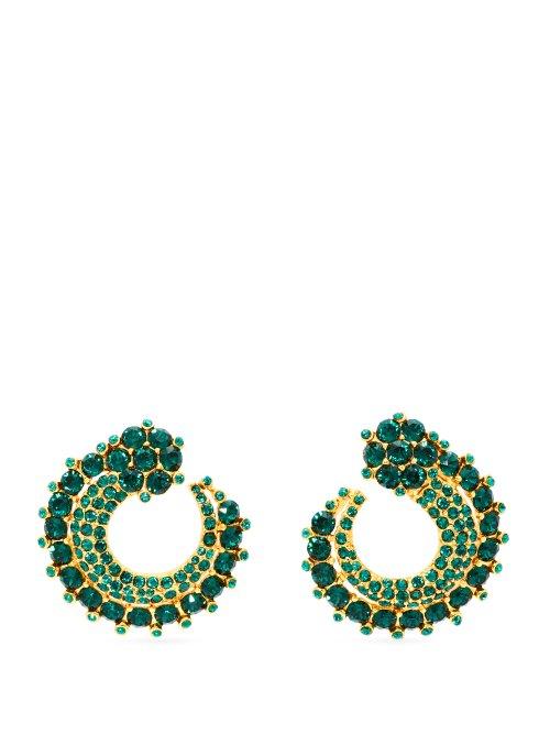 Matchesfashion.com Oscar De La Renta - Crystal Embellished Earrings - Womens - Green
