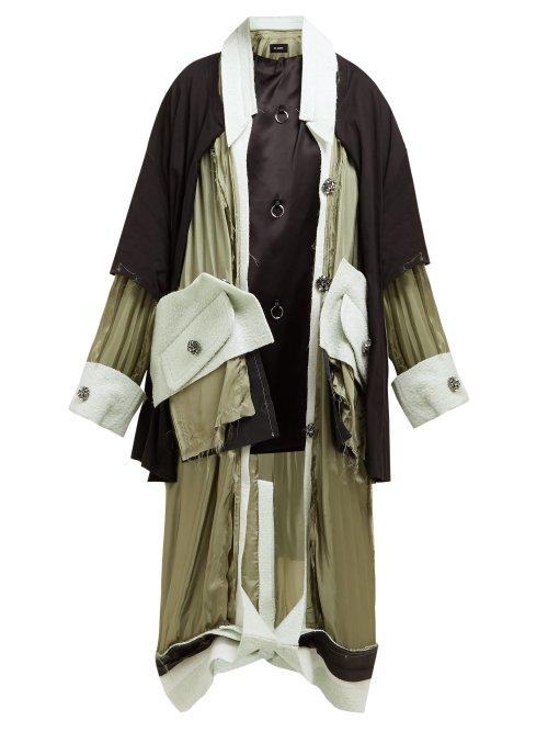 Matchesfashion.com Raf Simons - Deconstructed Satin Coat - Womens - Green Multi