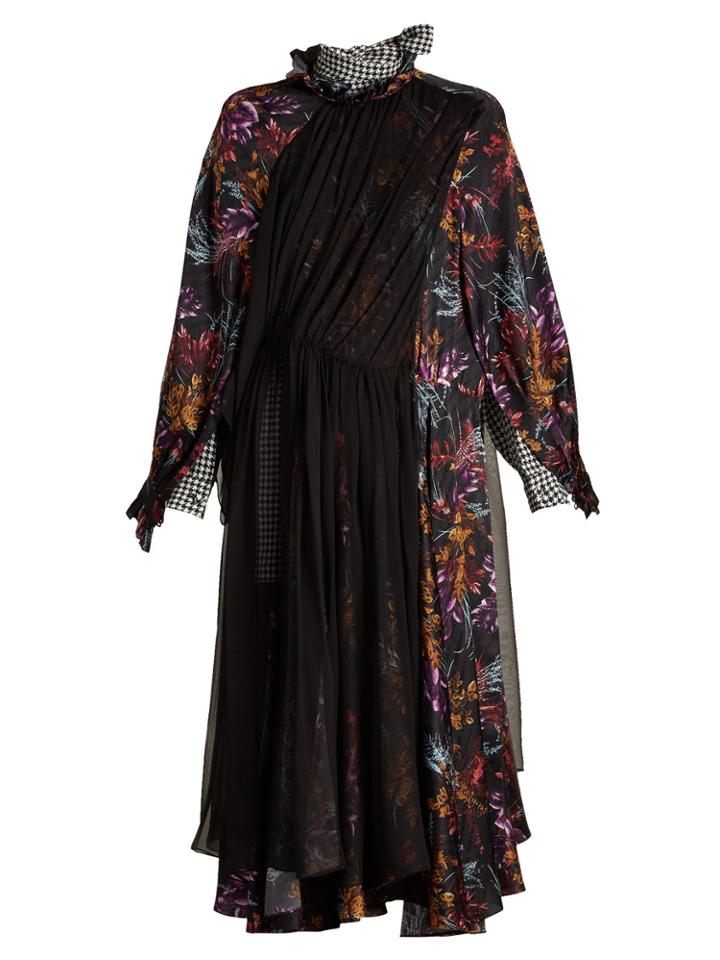 Balenciaga Contrast-panel Silk Dress
