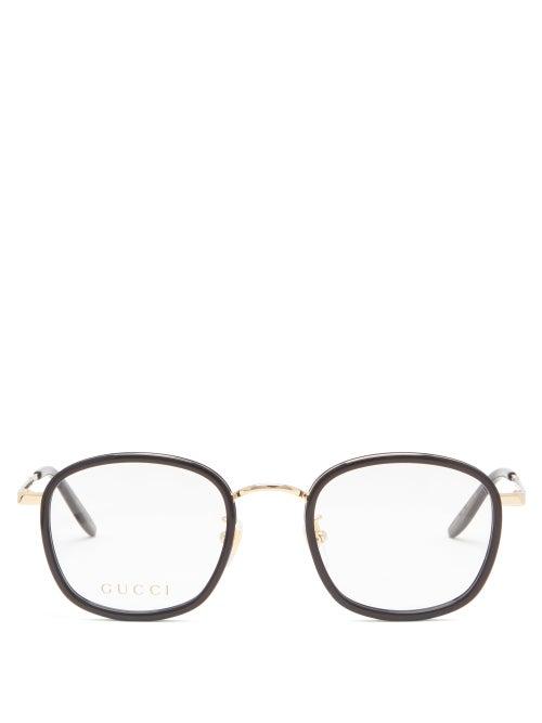 Matchesfashion.com Gucci - Square Metal And Acetate Glasses - Mens - Clear