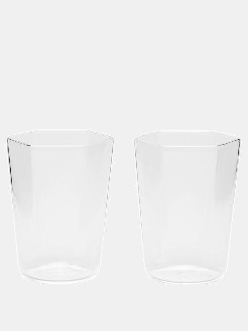 R+d.lab - Set Of Two Nini Hexagon Glass Tumblers - Clear
