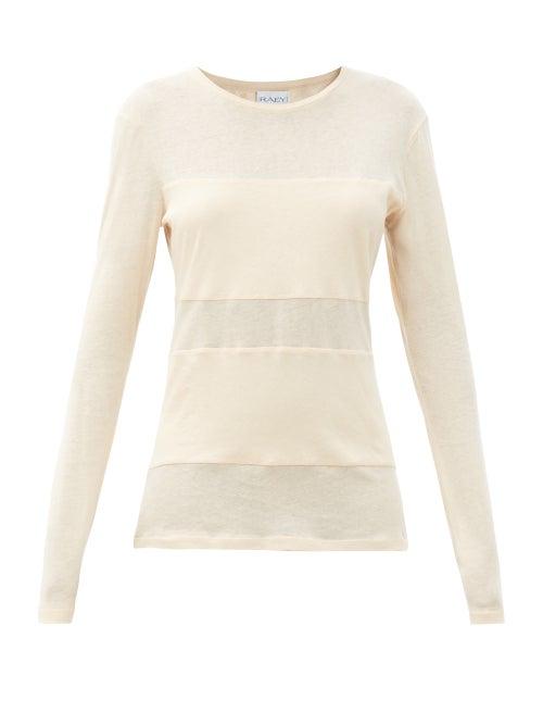Matchesfashion.com Raey - Double-panel Long-sleeved Cotton-blend T-shirt - Womens - Pale Pink