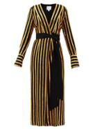 Matchesfashion.com Galvan - Pride Sequin-striped Wrap Dress - Womens - Black Gold
