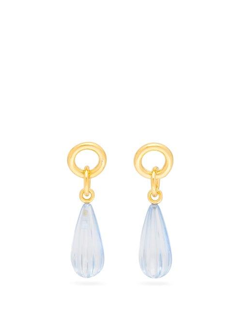 Matchesfashion.com Lizzie Fortunato - Desert Teardrop Gold-plated Earrings - Womens - Blue