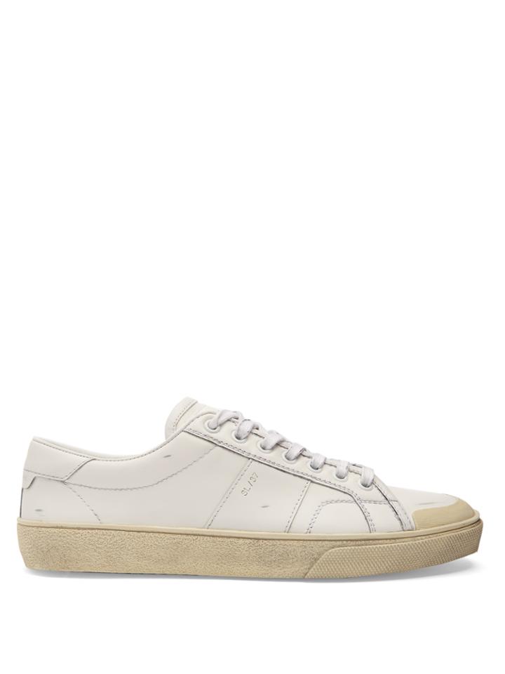 Saint Laurent Court Classic Distressed Leather Trainers