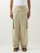 Loewe - Flap-pocket Cotton-blend Trousers - Mens - Stone