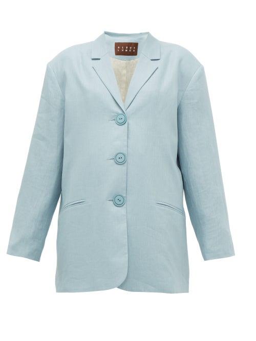 Matchesfashion.com Albus Lumen - Manus Oversized Linen Blazer - Womens - Light Blue